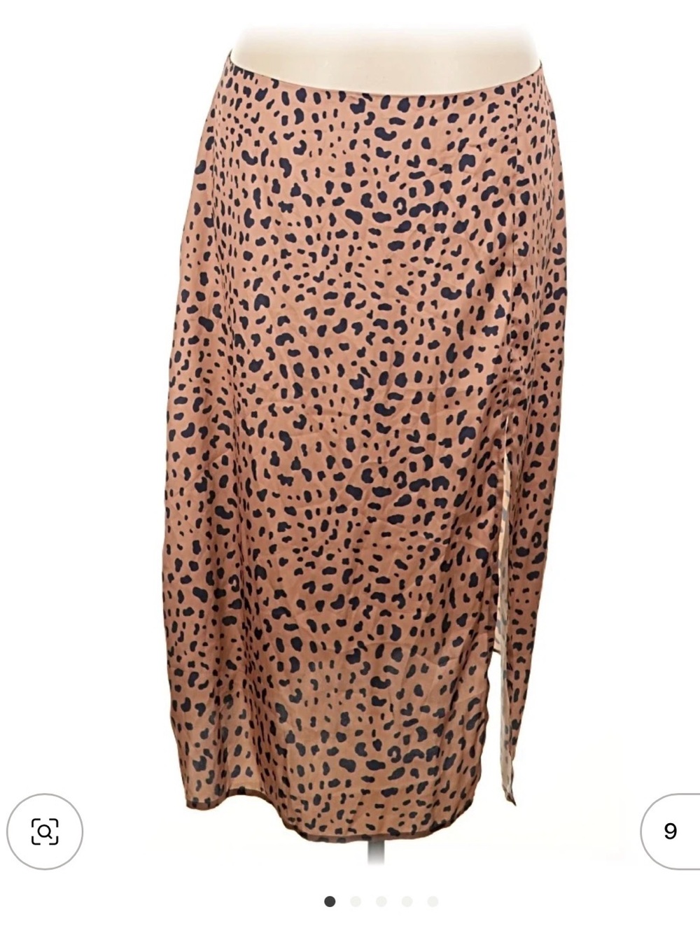 Nasty Gal Tan Leopard Midi Skirt with Side Slit